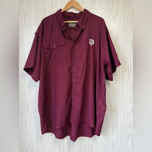 Drake Waterfowl Gameday Solid Maroon Shirt Texas A&M Short Sleeve Poly Size 2XL